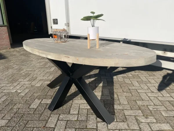 Ovale tafel stalen Matrix poot 3