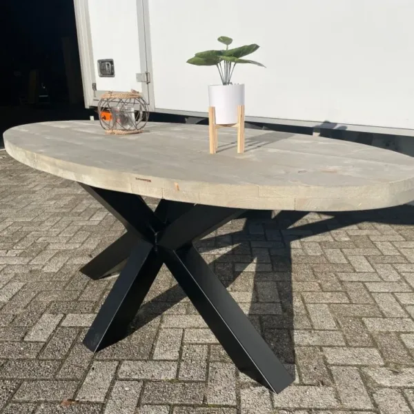 Ovale tafel stalen Matrix poot 3