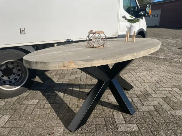 Ovale tafel stalen Matrix poot 4