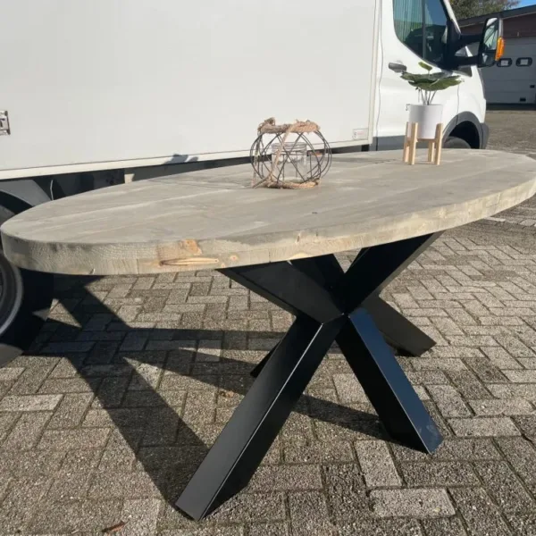 Ovale tafel stalen Matrix poot 4