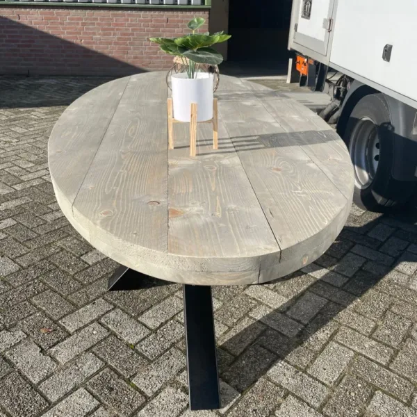 Ovale tafel stalen Matrix poot 5