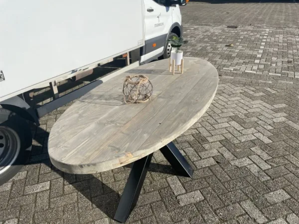 Ovale tafel stalen Matrix poot 6