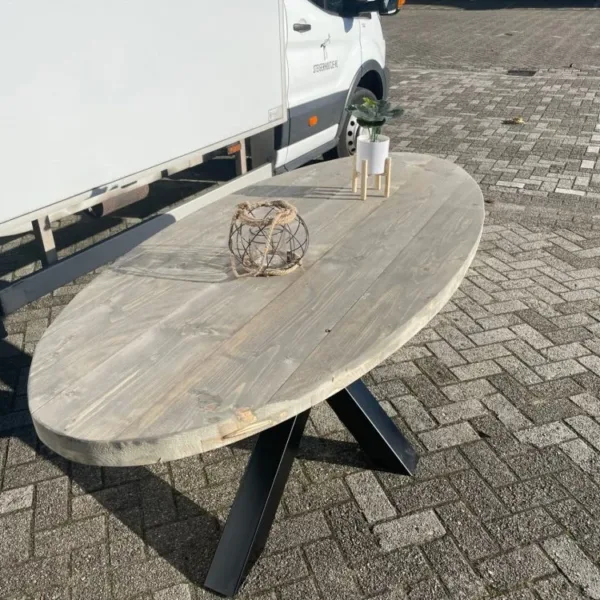 Ovale tafel stalen Matrix poot 6