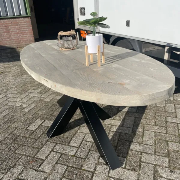 Ovale tafel stalen Matrix poot 1