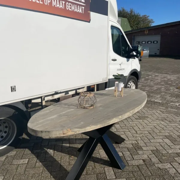 Ovale tafel stalen Matrix poot 9