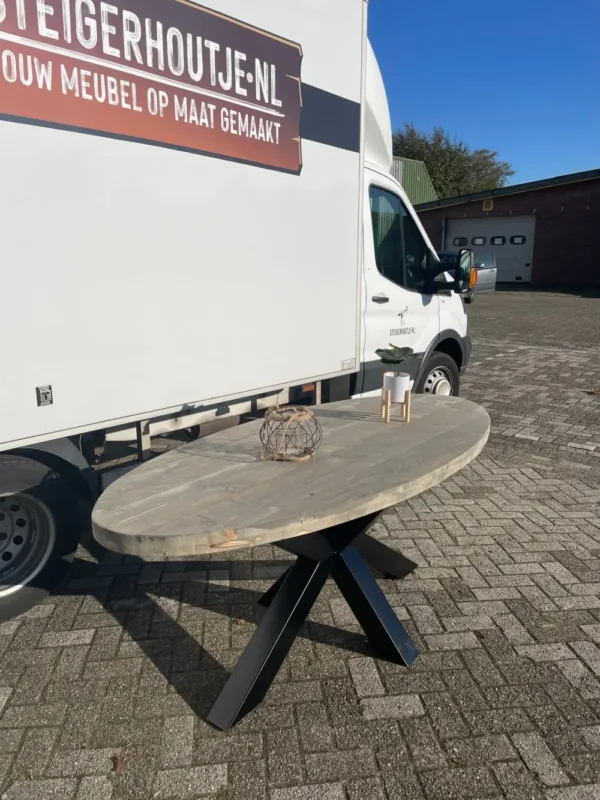 Ovale tafel stalen Matrix poot 9
