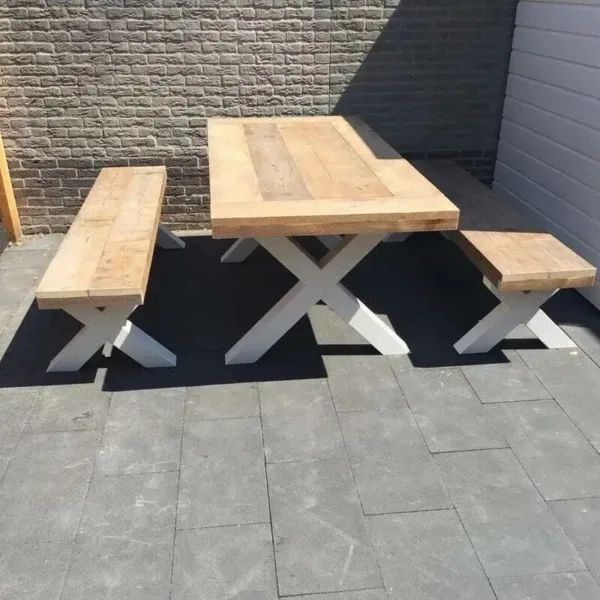 Tafel Houten X poot 2