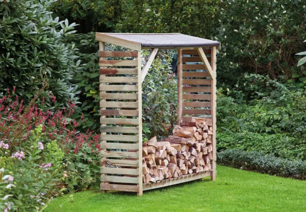 Berging voor openhaard hout grenen groen geïmpregneerd B180 x D50 x H180 cm 1