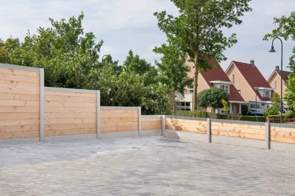 Berton©-sleufpaal Zaan wit/grijs vlakke kop 10 x 10 x 275 cm tussenmodel met brede ondersleuf 2
