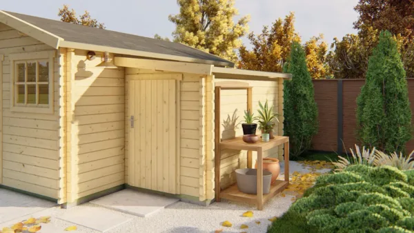 Blokhut - Tuinhuis Aanbouw | 28 mm | vuren onbehandeld 1