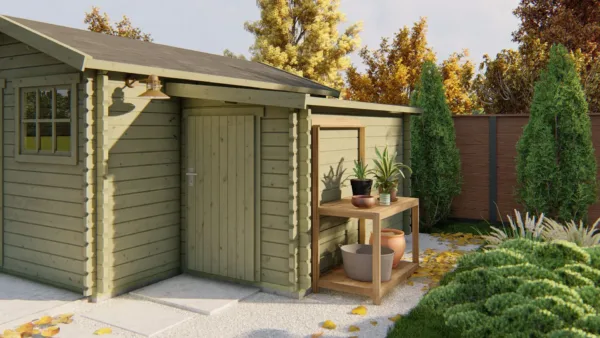 Blokhut - Tuinhuis Aanbouw | 28 mm | vuren onbehandeld 2
