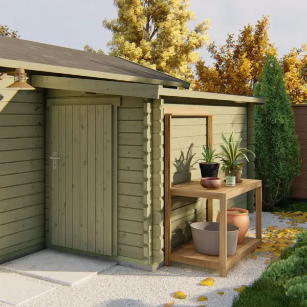 Blokhut - Tuinhuis Aanbouw | 28 mm | vuren onbehandeld 2