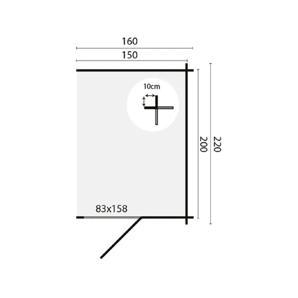 Blokhut - Tuinhuis Aanbouw | 28 mm | vuren onbehandeld 3
