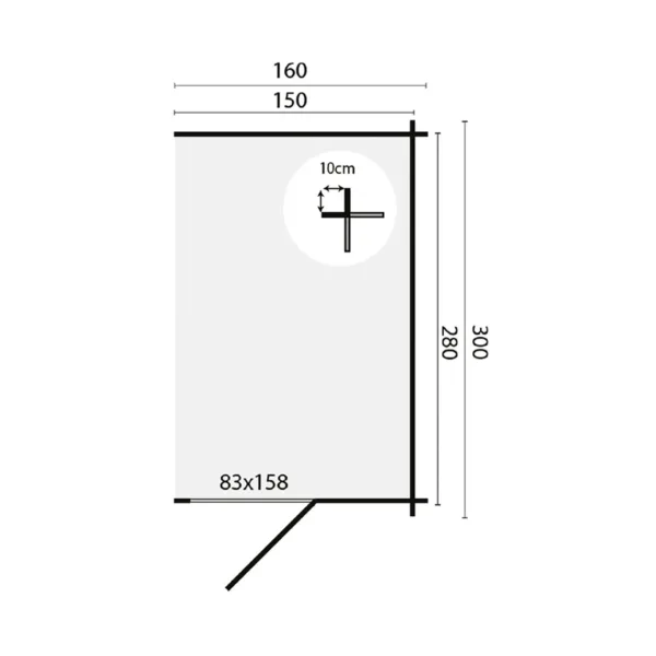 Blokhut - Tuinhuis Aanbouw | 44 mm | vuren onbehandeld 3