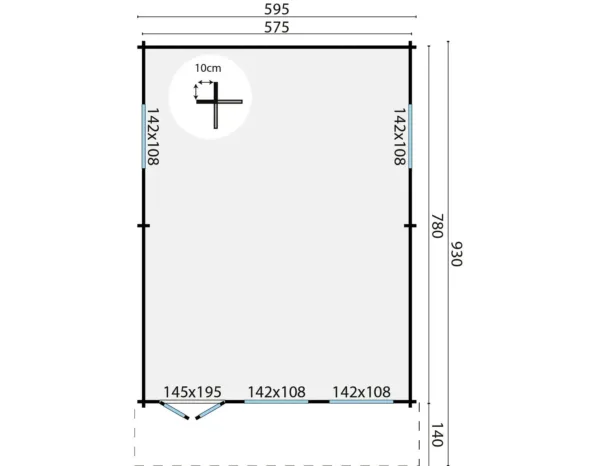 Blokhut - Tuinhuis Ballyragget | 70 mm | vuren onbehandeld 3