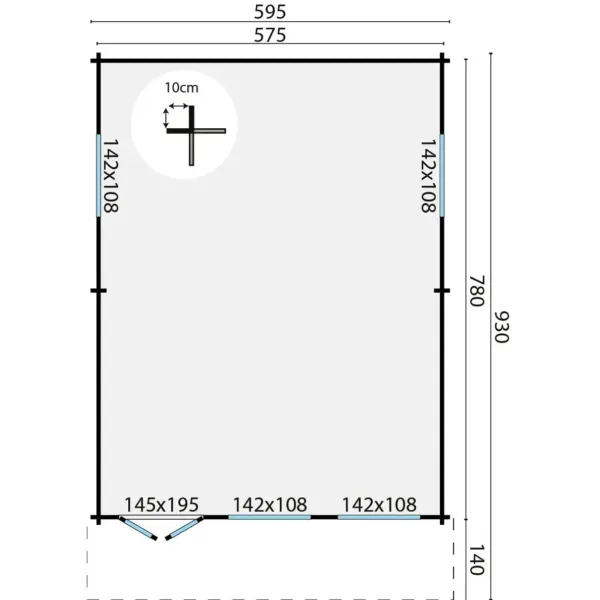 Blokhut - Tuinhuis Ballyragget | 70 mm | vuren onbehandeld 3