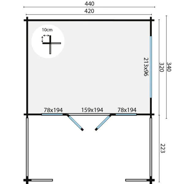 Blokhut - Tuinhuis Bolton | 58 mm | vuren onbehandeld 3