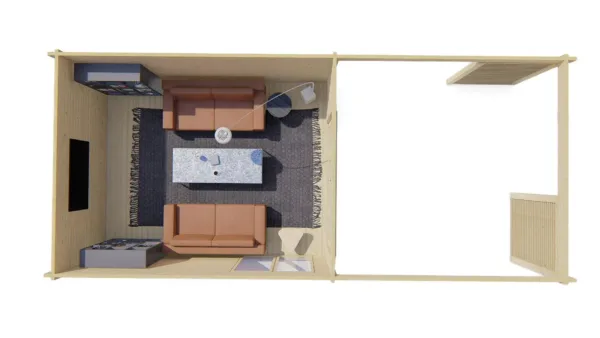 Blokhut - Tuinhuis Casper | 58 mm | vuren onbehandeld 7