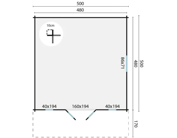 Blokhut - Tuinhuis Emiel | 44 mm | vuren onbehandeld 3