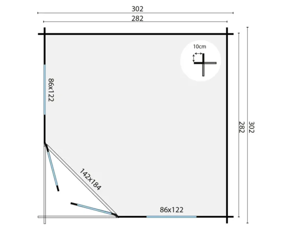 Blokhut - Tuinhuis Emma | 40 mm | vuren onbehandeld 3