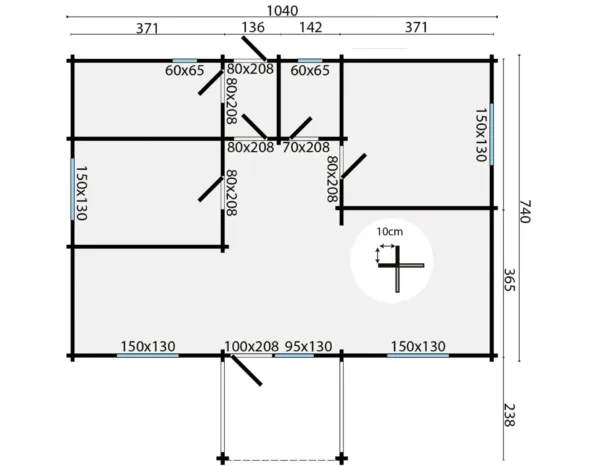 Blokhut - Tuinhuis Finn | 92 mm | vuren onbehandeld 4