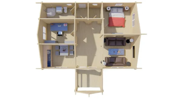 Blokhut - Tuinhuis Finn | 92 mm | vuren onbehandeld 7