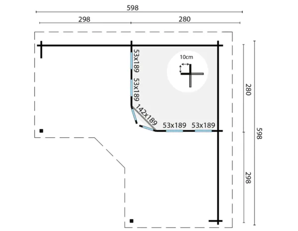 Blokhut - Tuinhuis Funen | 44 mm | vuren onbehandeld 3
