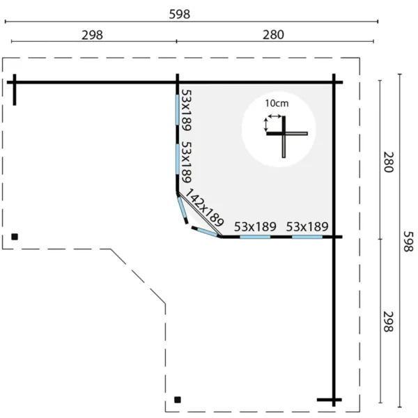 Blokhut - Tuinhuis Funen | 44 mm | vuren onbehandeld 3