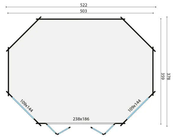 Blokhut - Tuinhuis Gudrun | 44 mm | vuren onbehandeld 5