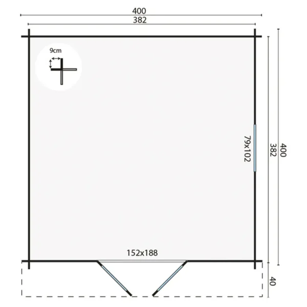 Blokhut - Tuinhuis Gunda | 40 mm | vuren onbehandeld 4
