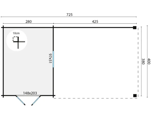 Blokhut - Tuinhuis Gunnar | 44 mm | vuren onbehandeld 3