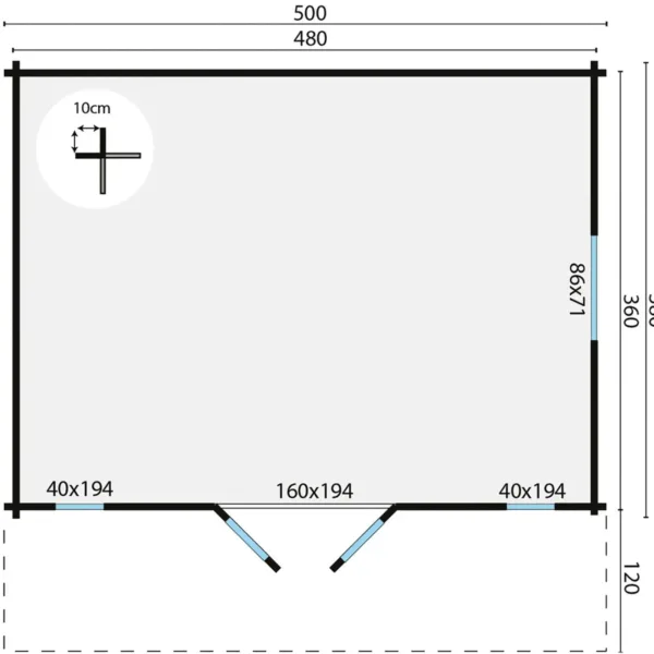 Blokhut - Tuinhuis Gustav | 44 mm | vuren onbehandeld 4