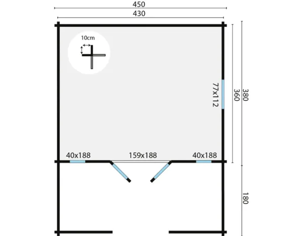 Blokhut - Tuinhuis Heino | 44 mm | vuren onbehandeld 3