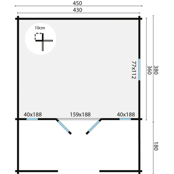 Blokhut - Tuinhuis Heino | 44 mm | vuren onbehandeld 3