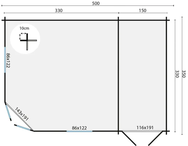 Blokhut - Tuinhuis Helge | 44 mm | vuren onbehandeld 3