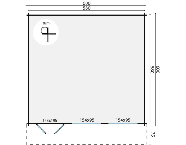 Blokhut - Tuinhuis Helle | 44 mm | vuren onbehandeld 3