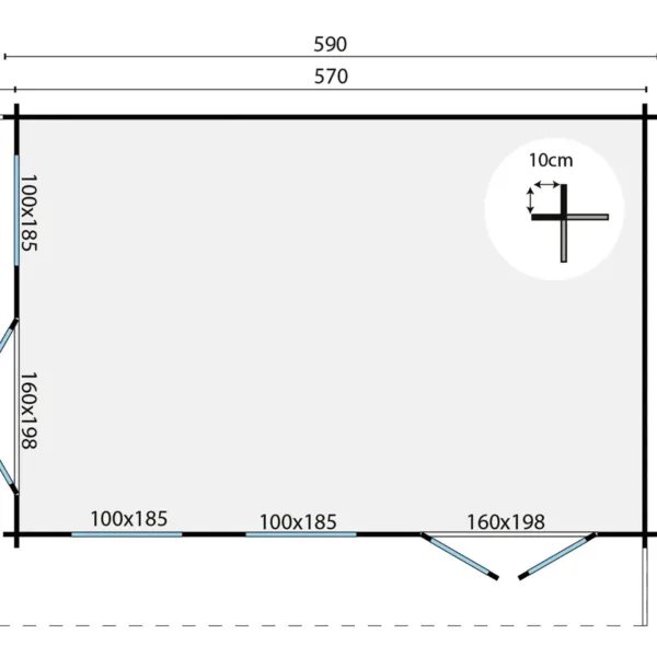 Blokhut - Tuinhuis Hildegard | 44 mm | vuren onbehandeld 3