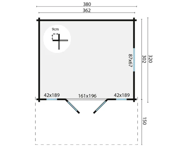 Blokhut - Tuinhuis Inglund | 44 mm | vuren onbehandeld 4