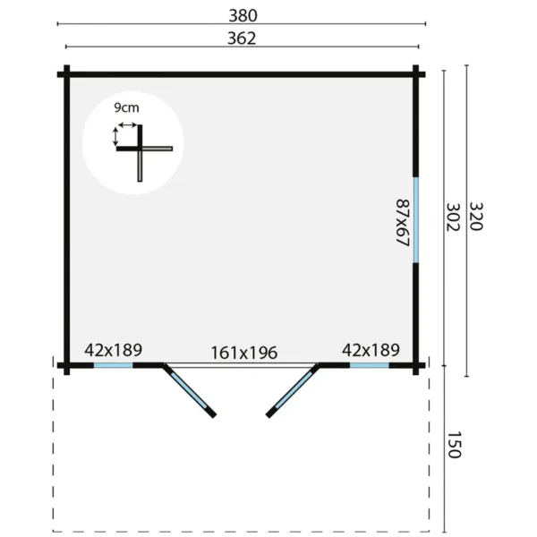 Blokhut - Tuinhuis Inglund | 44 mm | vuren onbehandeld 4