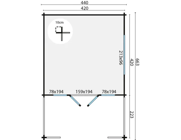Blokhut - Tuinhuis Ipswich | 58 mm | vuren onbehandeld 3