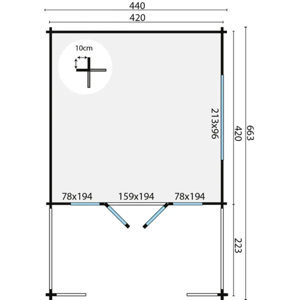 Blokhut - Tuinhuis Ipswich | 58 mm | vuren onbehandeld 3
