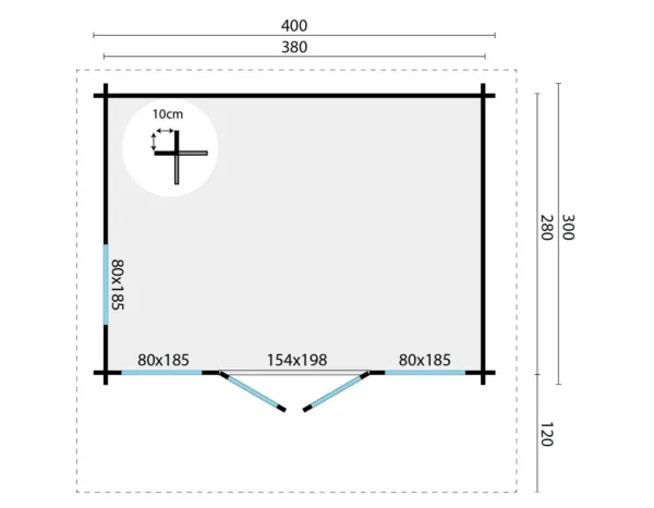 Blokhut - Tuinhuis James | 44 mm | vuren onbehandeld 3
