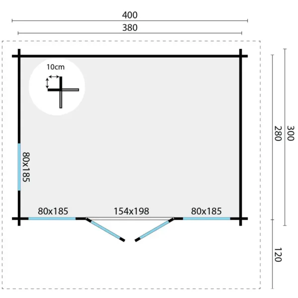 Blokhut - Tuinhuis James | 44 mm | vuren onbehandeld 3
