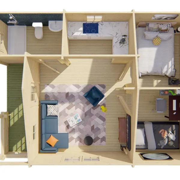 Blokhut - Tuinhuis Kay | 70 mm | vuren onbehandeld 7