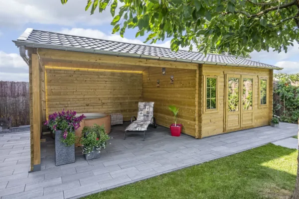 Blokhut - Tuinhuis Kwaspa | 44 mm | vuren onbehandeld 4