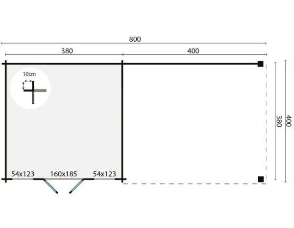 Blokhut - Tuinhuis Kwaspa | 44 mm | vuren onbehandeld 5