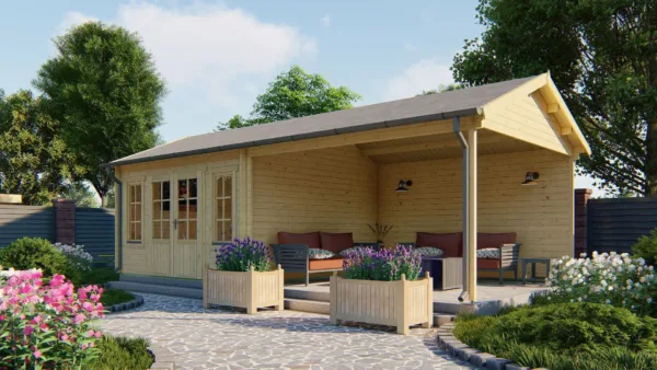 Blokhut - Tuinhuis Kwaspa | 44 mm | vuren onbehandeld 1