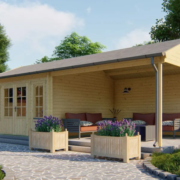 Blokhut - Tuinhuis Kwaspa | 44 mm | vuren onbehandeld 1