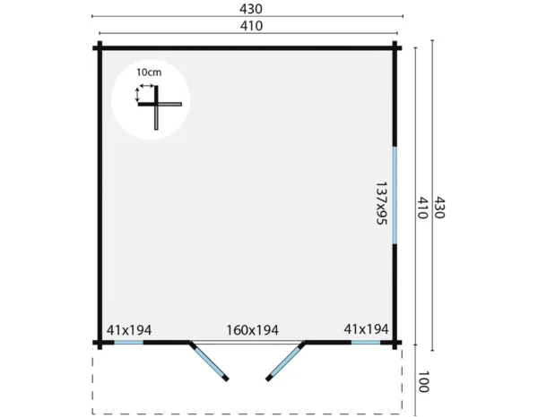 Blokhut - Tuinhuis Laula | 44 mm | vuren onbehandeld 3