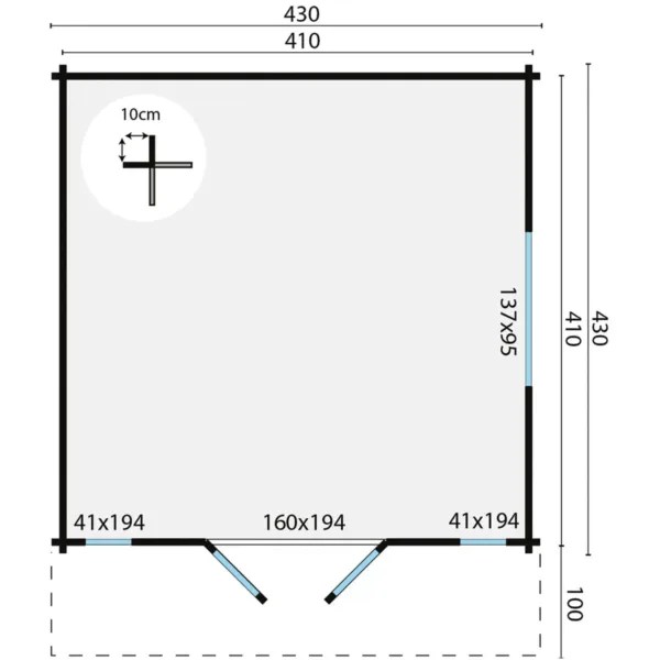Blokhut - Tuinhuis Laula | 44 mm | vuren onbehandeld 3